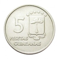 Egyenlítői-Guinea,5 pesetas 1969 VF+ nikkel