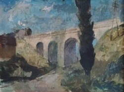 Ujváry Lajos (1925-2006)_Zebegényi újvölgyi hid, olaj vászon 60x80cm