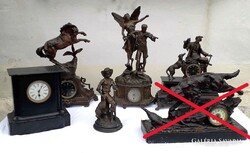 Nagyméretű Óra, Szobor / fém-márvány / vadász, kutya, pásztor, angyal, ló....