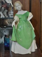 Alt Wien Austria,Ritka Friedrich Goldscheider,1887-1898.Fajansz Úri Hölgy Figura,Szobor.22.5 cm.