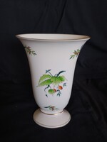 Herendi csipkebogyó mintás ovális váza, hibátlan, jelzett, 20 cm