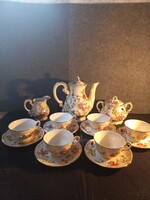 Zsolnay pillangó mintás kávés/mokkás készlet, jelzett, hibátlan porcelán