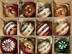 Régi retro  ,üveg  Karácsonyfadísz díszek