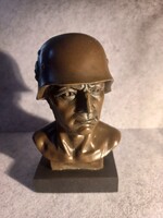 Ismeretlen német katona bronz mellszobra márvány talapzaton