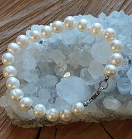 Valódi gyöngy karkötő ezüst szerelékkel