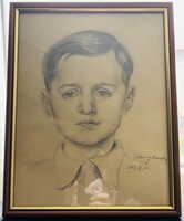 Pokorny Marcella: Fiúportré - grafit, papíron