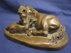 Bronz ló és csikó kisplasztika, szoborcsoport. 250818