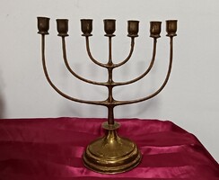 Judaika, menóra, 7 ágú réz gyertyatartó, Képcsarnok jelzéssel