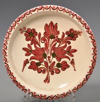 HMV Hódmezővásárhelyi majolika falitányér, Major I jelzéssel.