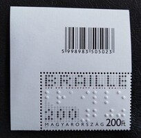 S5002kbfs /  2009 Louis Braille bélyeg postatiszta vonalkódos bal felső ívsarki
