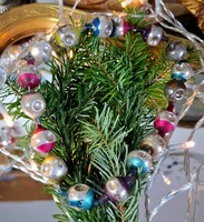 Antik karácsonyfa dísz, karácsonyi gyöngysor, gyöngydísz Itáliából