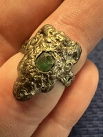 Antik 18.sz ezüst gyűrű smaragddal