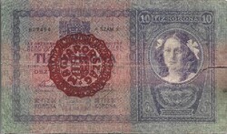 10 korona 1904 Magyar Magyarország felülbélyegzés Ritka 2.