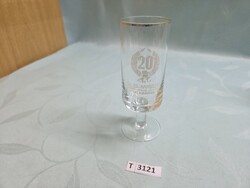 T3121 Üveg 20 éves az Élelmiszer Kereskedelmi Vállalat Tatabánya pohár 14 cm