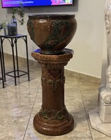 Zsolnay pirogránit rózsás posztamens kaspóval