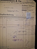 1944, német számla magyar perfin illetékbélyeggel, Heinrich és fiai