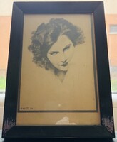 Ismeretlen művész: Női portré (1928.XI.24.) - ceruzarajz, művészpapíron