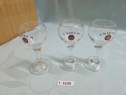 T3120 Üveg unicum 4 cl pohár 12,5 cm 3 db egyben