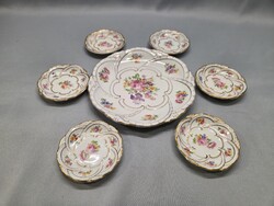 Zsolnay virágos desszertes, kekszes készlet (mini)