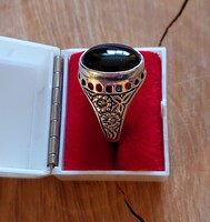 FOGLALT meclod részére. Szépséges régi ezüst pecsétgyűrű ónix kővel