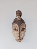 Afrikai maszk antik patinás fa Kwele népcsoport Gabon africká maska afrikanische Maske D304 224 6022