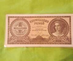 1 milliárd pengő 1946. Egymilliárd Pengő. Szép állapotban.