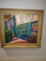 Auerbach, Mornington crescent- lonely summer- modern festmény, jelzett,gyűjteményből