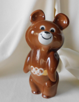 Misa mackó - az 1980-as moszkvai olimpia kabalafigurája - porcelán, 14 cm