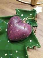 Karácsonyi, kerámia szív - " padlizsán lilában