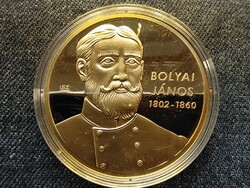 Nagy Magyarok Bolyai János (1802-1860) aranyozott réz érem PP