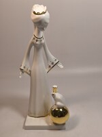 Aquincum porcelán békakirály, királylány békával, Ősz Szabó Antónia figura, nipp