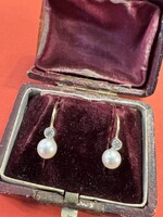 Női Fülbevaló Pár Briliánssal és Gyonggyel