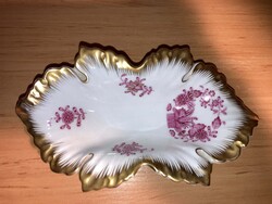 Herendi levél alakú tálka rózsaszín