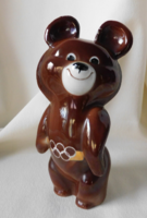 Misa mackó - az 1980-as moszkvai olimpia kabalafigurája - porcelán, 14 cm