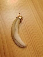 Vaddisznó agyar medál, arany foglalatban