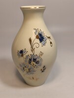 Zsolnay porcelán búzavirág mintás váza, 13 cm
