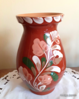 Régi népi ,mázas kerámia kancsó, váza. 22 cm