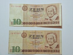 2db NDK /DDR 10 Mark 1971 a fotókon látható tartásban