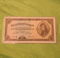 Százmillió Pengő Budapest, 1946. Március hó 18-án. Nagyon szép állapotban. Alacsonyabb sorszám!