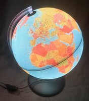 Világítós földgömb, új, magyar nyelvű, 30 cm átmérő