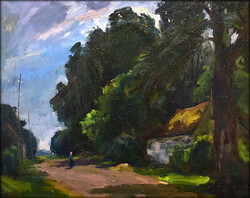 XX. sz. első fele erdélyi festő: FALU SZÉLI TÁJ