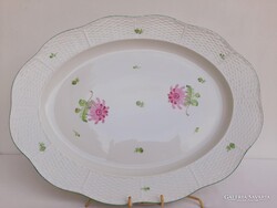 Óriási nagy méretű, nehéz ovális Herendi Tertia porcelán pecsenyés tál