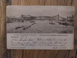 Régi képeslap, Eskütér-híd (Erzsébet királyné -híd, fekete-fehér dunai levelezőlap 1902