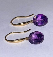 Ametiszt 18 k arany fülbevaló