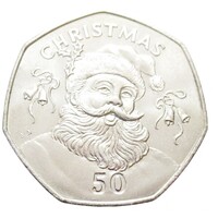 Gibraltár,50 pence 1992 - Karácsony aUNC+ nikkel