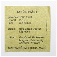 Magyarország,1000 forint 2010 - Bíró László József - MÉF Certifikáció