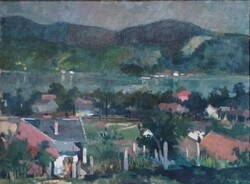 Ujváry Lajos (1925-2006): Duna Nagymarosnál, olaj vászon 60x80cm