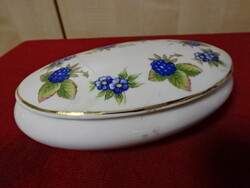 Hollóházi porcelán bonbonier szeder mintával. Jókai