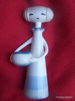 Jelzett aquincumi kézzel festett porcelán figura, aquazur színezéssel,
