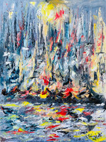 Regatta a tengeren.Kiemelkedő kvalitás . 40x30 cm, olaj farost art by Konrad Biro.